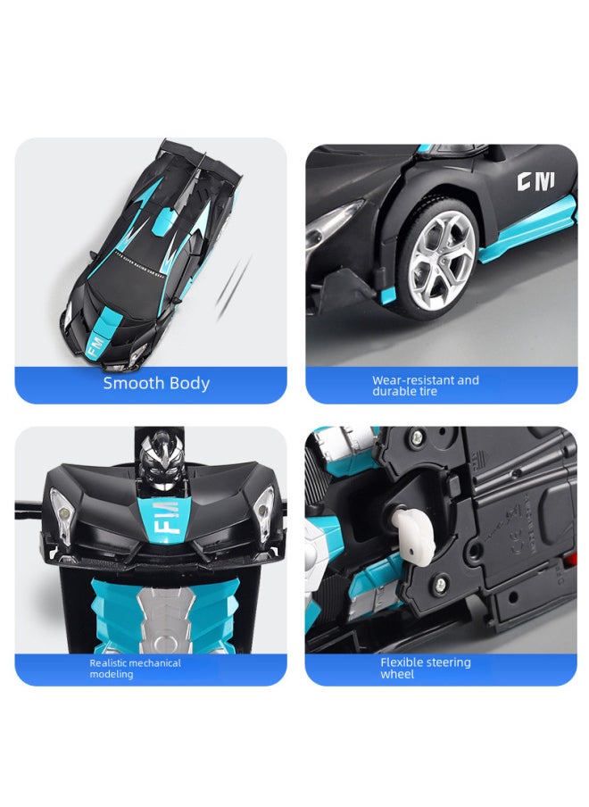 Rc Car Toys - 2wd Off-road Vehicle High Torque Brushless Motor Differential Gearbox For Kids-Color:377 Bugatti Blue-Proportion:2.4g Gesture Deformation + Music (package Electricity)