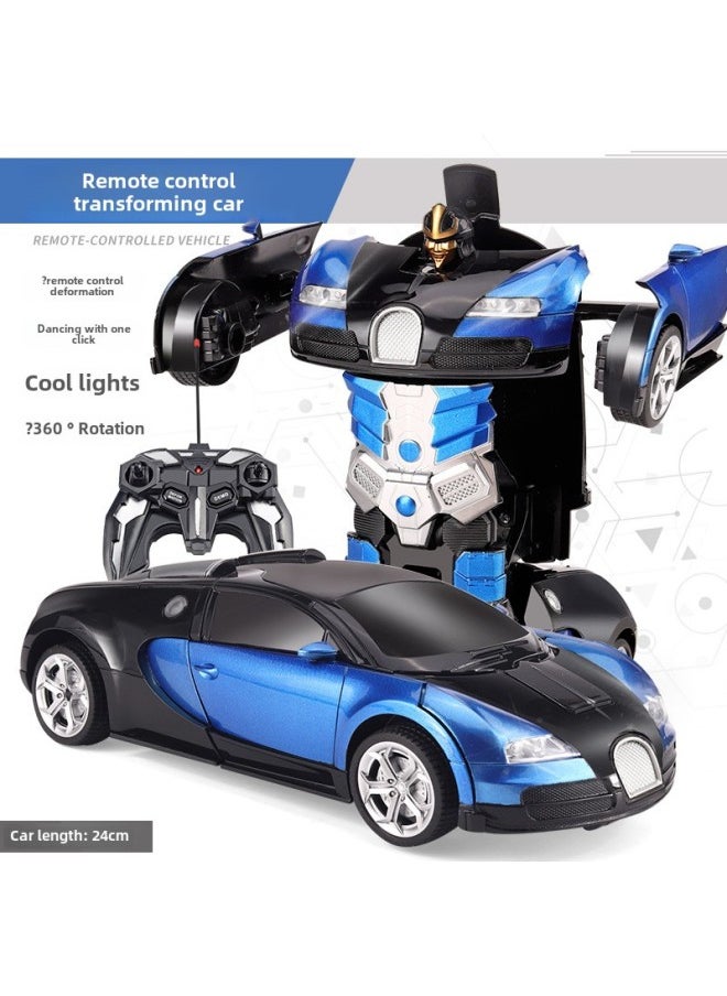 Rc Car Toys - 2wd Off-road Vehicle High Torque Brushless Motor Differential Gearbox For Kids-Color:377 Bugatti Blue-Proportion:2.4g Gesture Deformation + Music (package Electricity)
