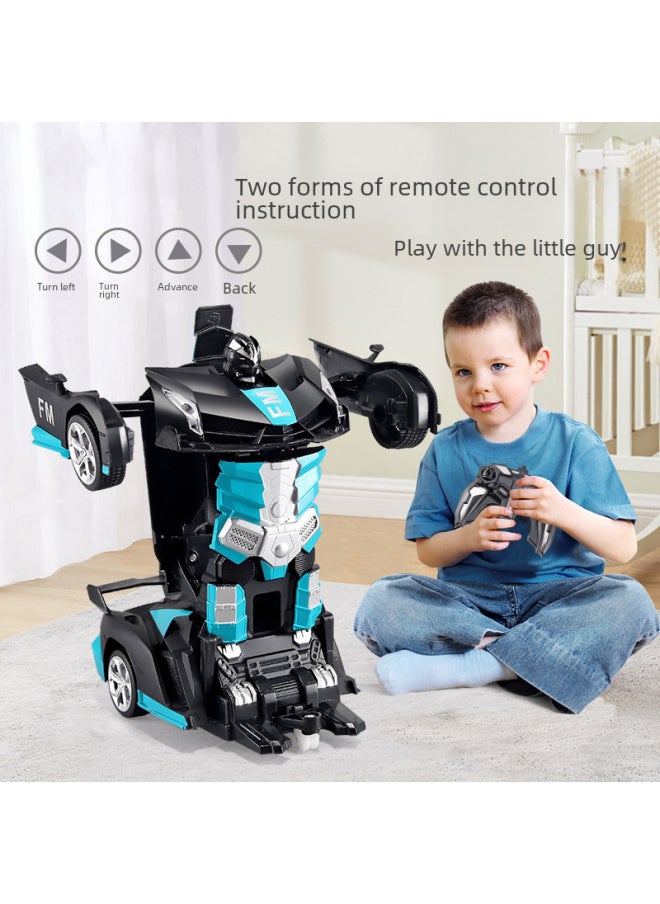 Rc Car Toys - 2wd Off-road Vehicle High Torque Brushless Motor Differential Gearbox For Kids-Color:377 Bugatti Blue-Proportion:2.4g Gesture Deformation + Music (package Electricity)
