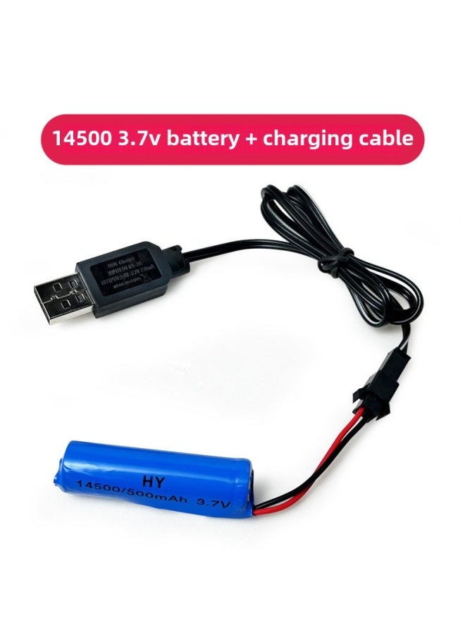 14500 Lithium Battery For Electric Remote Control Toy 3.7vusb Charging Cable Charging Set Remote Control Car Toy Accessories-Color:3.7V SM Head Battery + Charging Cable
