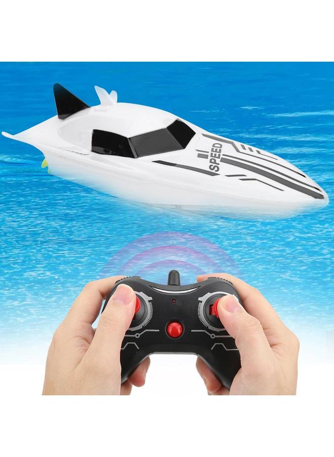 ABS 2.4G Remote Control 4 Channels Mini RC Boat Electric Ship Model Children Water ToyWhite 100A4