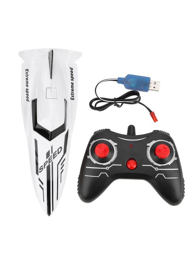 ABS 2.4G Remote Control 4 Channels Mini RC Boat Electric Ship Model Children Water ToyWhite 100A4
