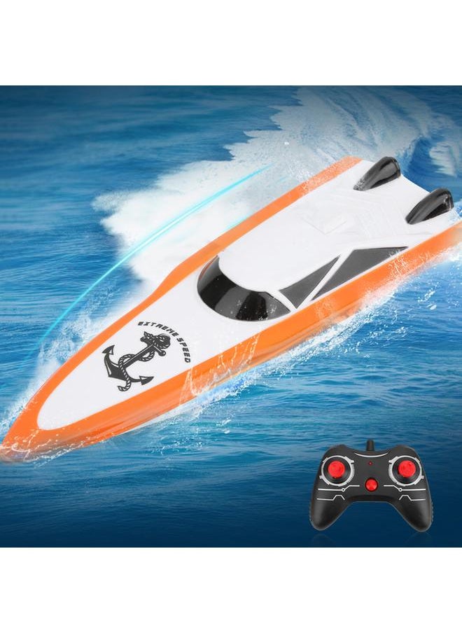 ABS 2.4G Remote Control 4 Channels Mini RC Boat Electric Ship Model Children Water ToyOrange 100B4