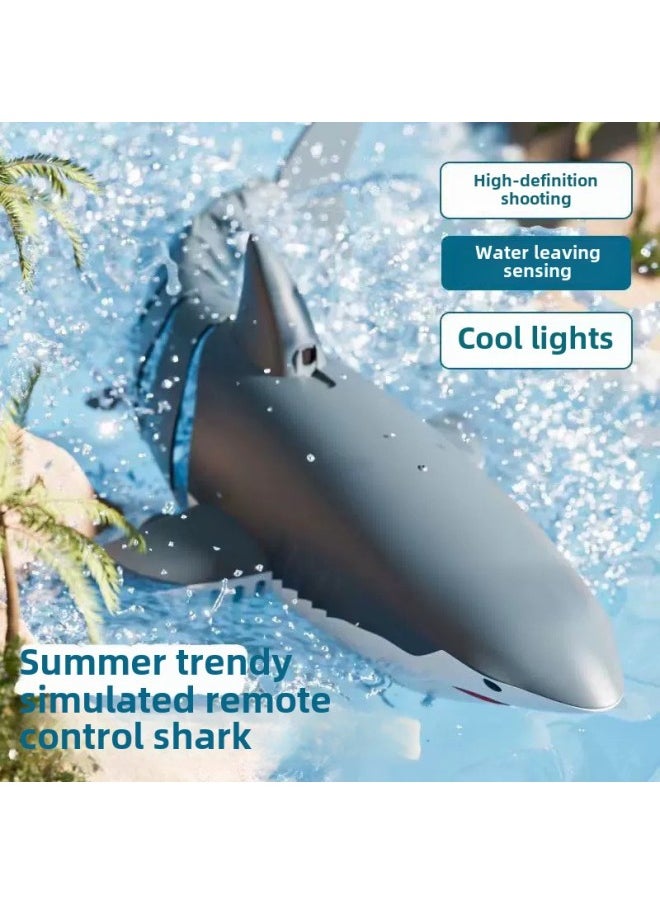 Remote Control Boat Remote Control Shark Water Waterproof Camera Charging Real High Speed Submarine Remote Control Boat Children's Toy-Color:Fully Waterproof-8k Camera Simulated Tour + Light + Water Spray-Specifications:Standard Single Battery Includes A Set Of Batteries + Charging Cable + Gifts