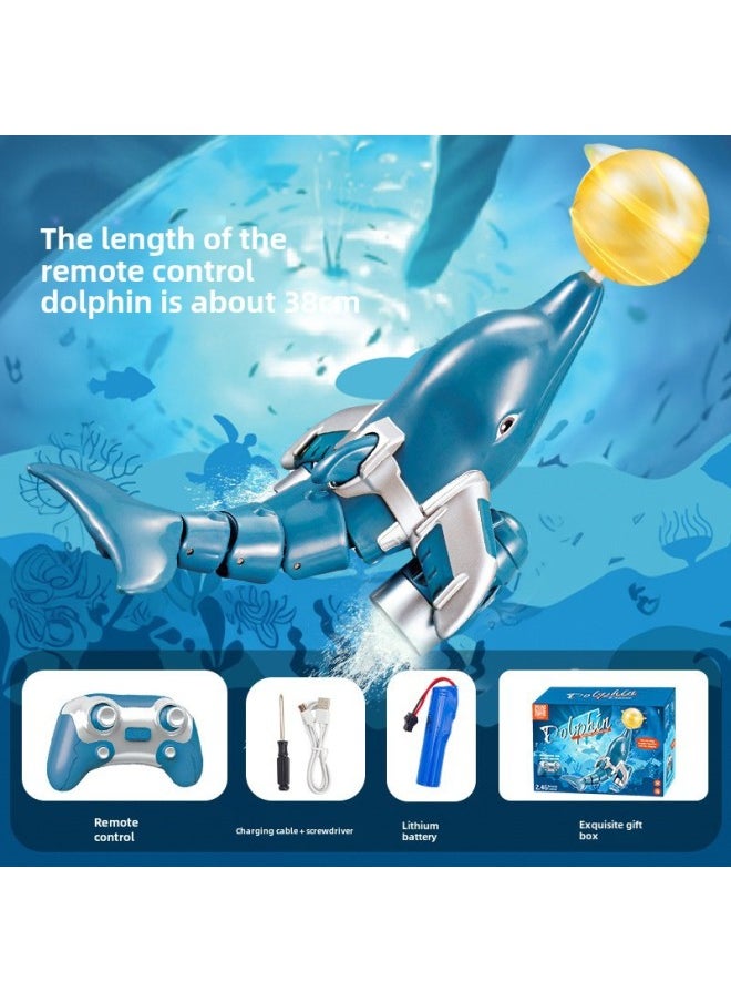 Remote Control Canglong Simulation Dinosaur Light Spray Water Swing Tail Swimming Children's Water Remote Control Fish Toy-Color: 2.4G Simulation Remote Control Dolphin