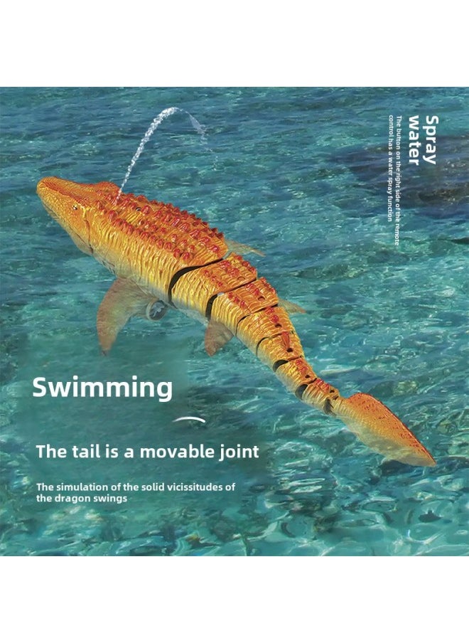 Remote Control Canglong Simulation Dinosaur Light Spray Water Swing Tail Swimming Children's Water Remote Control Fish Toy-Color: 2.4G Simulation Remote Control Dolphin