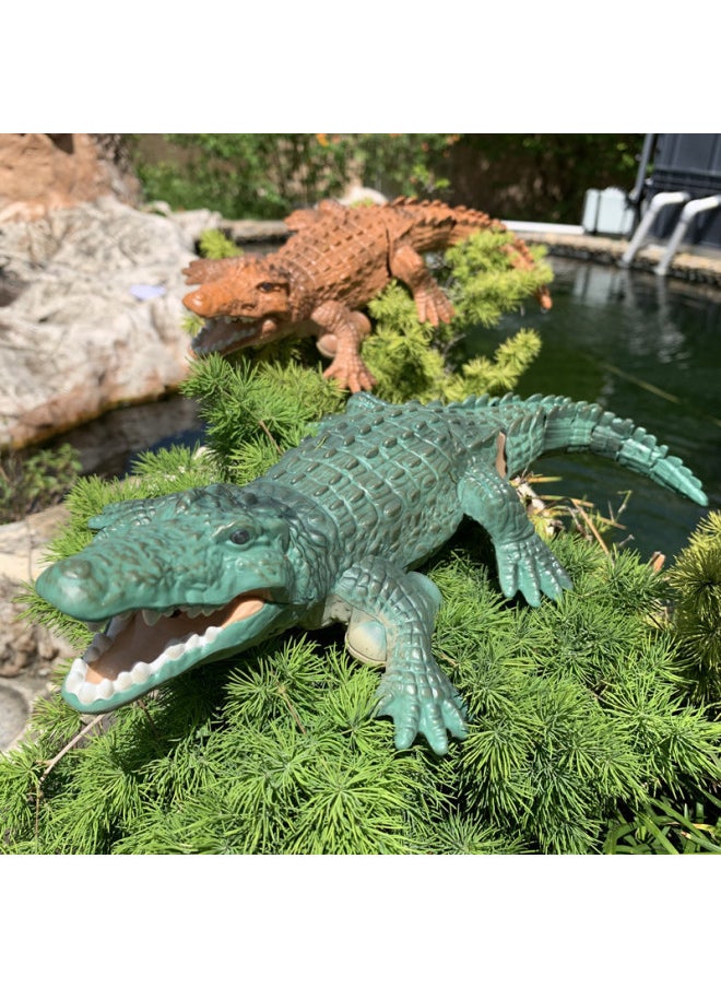 Products Remote Control Crocodile Charging Simulation Electric Fish Remote Control Robot Fish Shark Summer Children's Water Toys-Color:Brown Yellow Crocodile * Three Batteries