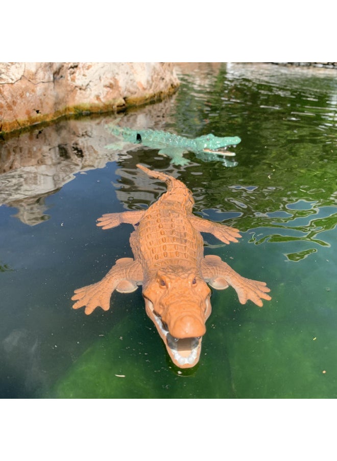Products Remote Control Crocodile Charging Simulation Electric Fish Remote Control Robot Fish Shark Summer Children's Water Toys-Color:Brown Yellow Crocodile * Three Batteries