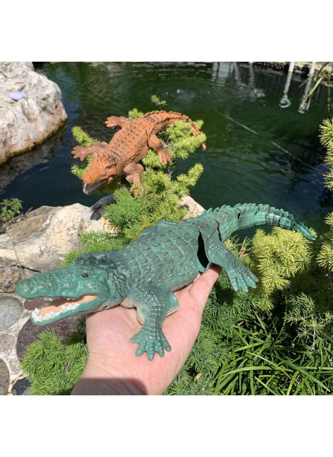 Products Remote Control Crocodile Charging Simulation Electric Fish Remote Control Robot Fish Shark Summer Children's Water Toys-Color:Brown Yellow Crocodile * Three Batteries