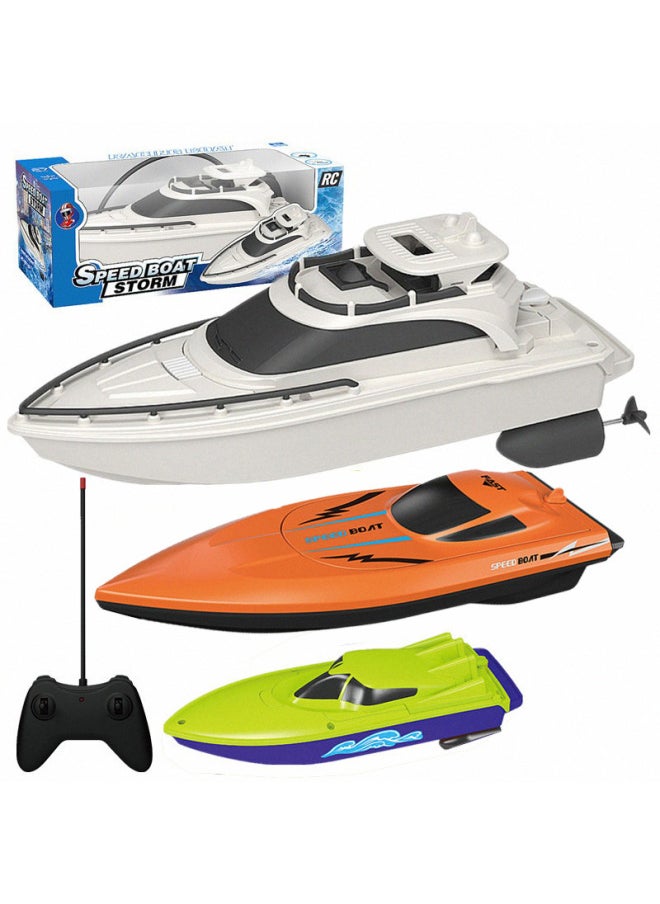 Remote Control Boat Speedboat Summer Water Yacht Model Long Endurance Four-channel Rowing Children's Remote Control Toy-Color:0036-7 Cyan
