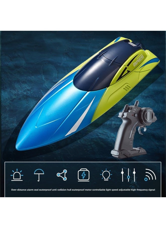 Remote Control Boat Toy Rc Boat High Speed Racing 27mhz Transmitter Waterproof Electronics For Outdoor Play-Color:S4-metal Blue + Dual Motor +2.4g Does Not Interfere-Specifications:Double Power Package-one Spare Battery