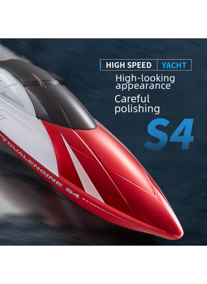 Remote Control Boat Toy Rc Boat High Speed Racing 27mhz Transmitter Waterproof Electronics For Outdoor Play-Color:S4-metal Blue + Dual Motor +2.4g Does Not Interfere-Specifications:Double Power Package-one Spare Battery