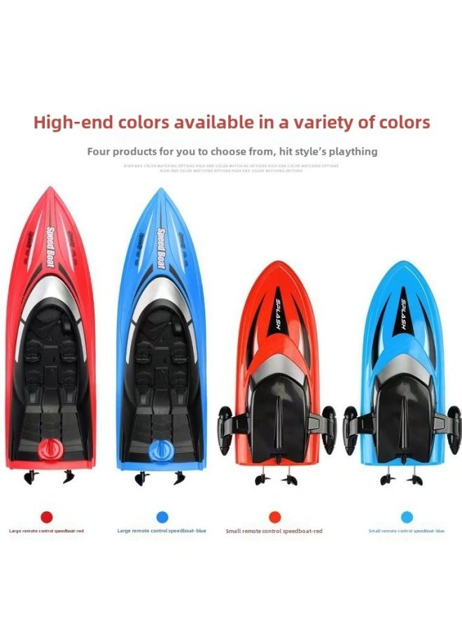 2.4G Mini Remote Control Boat Remote Control High Speed Boat Double Spiral Pulp Long Endurance Electric Boat Toy Outdoor-Color:Large Blue Gift Box Remote Control Speed Boat-Specifications:Single Battery Version