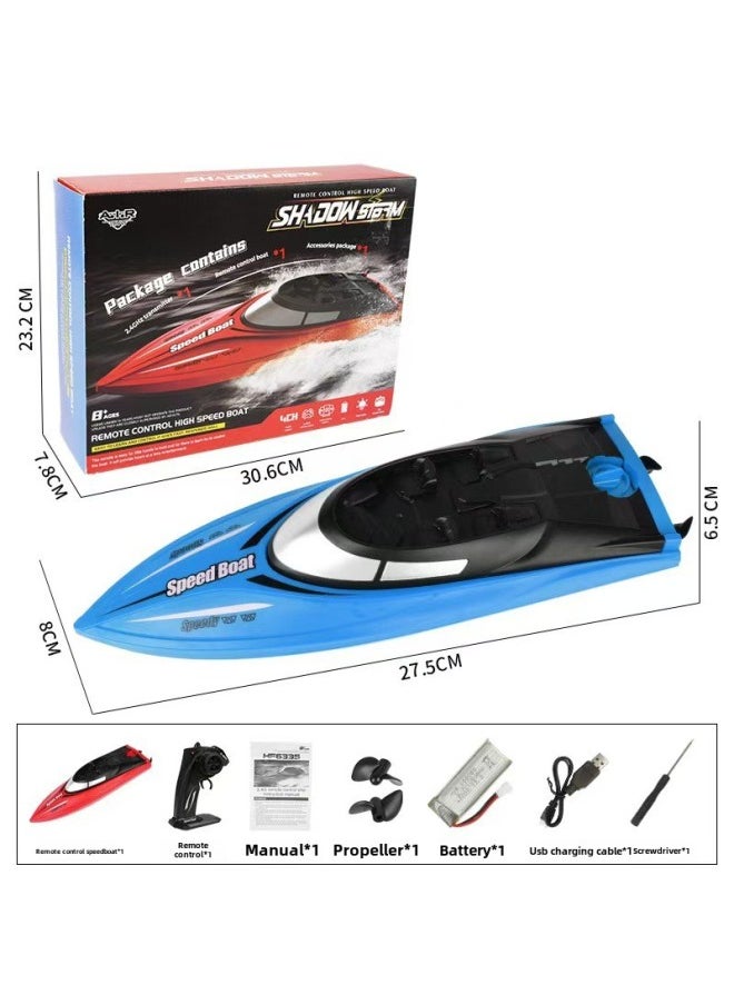 2.4G Mini Remote Control Boat Remote Control High Speed Boat Double Spiral Pulp Long Endurance Electric Boat Toy Outdoor-Color:Large Blue Gift Box Remote Control Speed Boat-Specifications:Single Battery Version