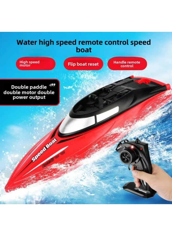 2.4G Mini Remote Control Boat Remote Control High Speed Boat Double Spiral Pulp Long Endurance Electric Boat Toy Outdoor-Color:Large Blue Gift Box Remote Control Speed Boat-Specifications:Single Battery Version