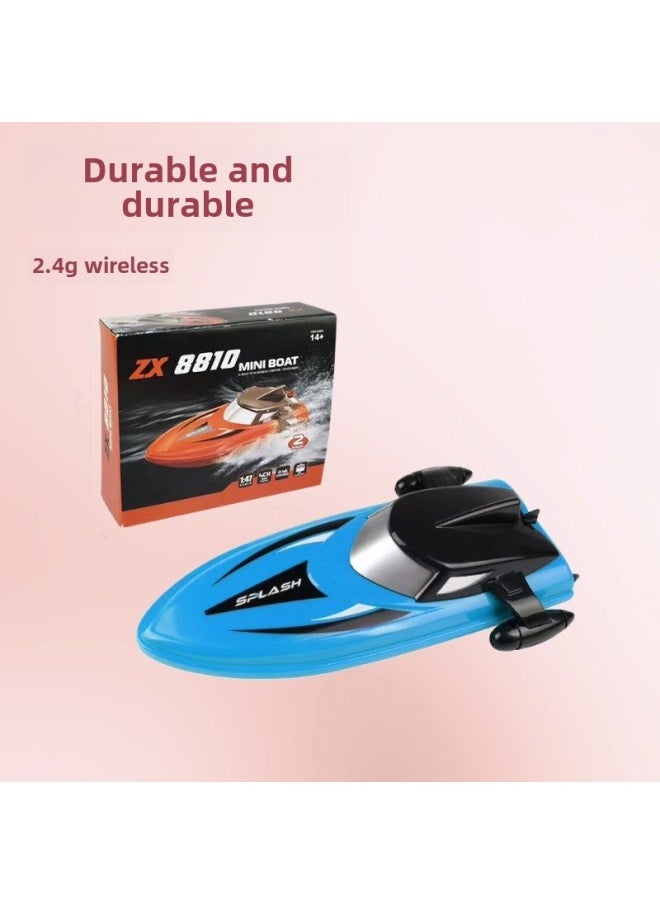 2.4G Mini Remote Control Boat Remote Control High Speed Boat Double Spiral Pulp Long Endurance Electric Boat Toy Outdoor-Color:Large Blue Gift Box Remote Control Speed Boat-Specifications:Single Battery Version