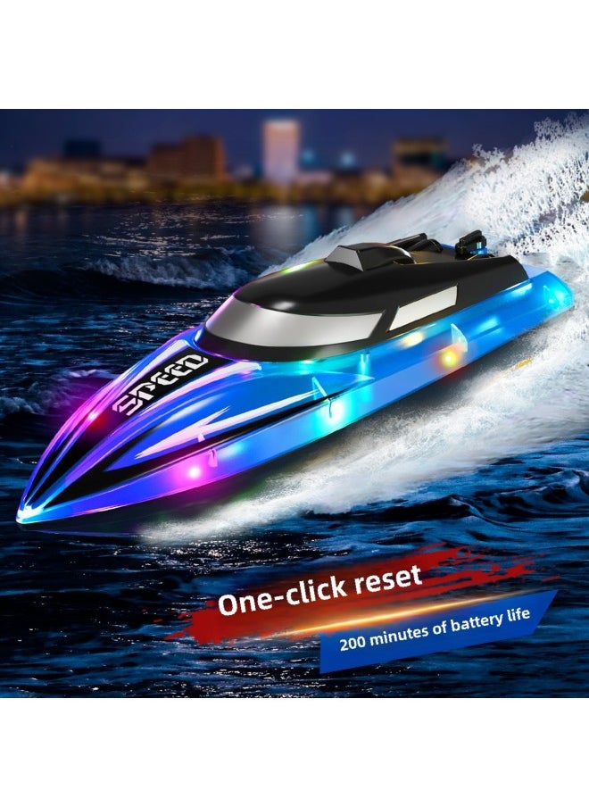 Super Large Remote Control Boat Charging Remote Control Speedboat Simulation High Speed Water Children Toy Boat Model Boy Birthday Gift-Color:25cm Blue With 100 Minutes (handle Version)-Specifications:2 Batteries
