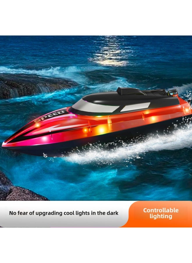 Super Large Remote Control Boat Charging Remote Control Speedboat Simulation High Speed Water Children Toy Boat Model Boy Birthday Gift-Color:25cm Blue With 100 Minutes (handle Version)-Specifications:2 Batteries