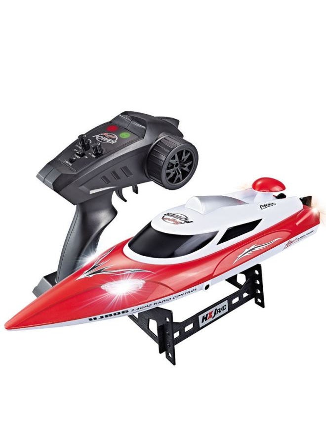 Hongxunjie HJ806 Water-cooled High-speed Children's Remote Control Boat Electric Boat Warship Yacht Toy Boat With Night Light-Color:HJ806 Red-Specifications:With 6000 Battery