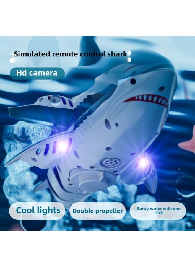 S6 Remote Control Shark Water Spray Camera Rechargeable Bionic Electric Megalodon Simulation Rocking Fish Summer Children-Color:Standard Color Box-S6-no Aerial Water Spray Light-Specifications:Three Electric Package-two Spare Batteries, Battery Five
