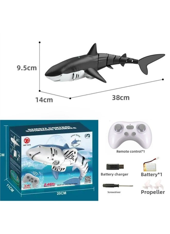 Remote Control Dolphin Real Animal Headlight Shark Whale Water Spray Summer Water Children's Day Water Play Boy Toy-Color:Remote Control Black Shark Can Spray Water + Upgraded Waterproof Remote Control-Specifications:Lithium Battery * 2 60 Minutes Battery Life + Freight Insurance + Lifetime Warranty