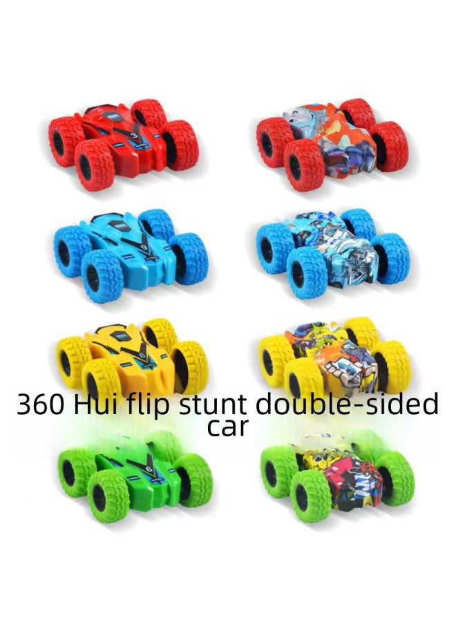 Children's Four-wheel Drive Inertia Double-sided Graffiti Off-road Vehicle Simulation Off-road Boy Gift Stunt Model Anti-Fall Toy-Color:Bag/double-sided Car Ordinary Color 4