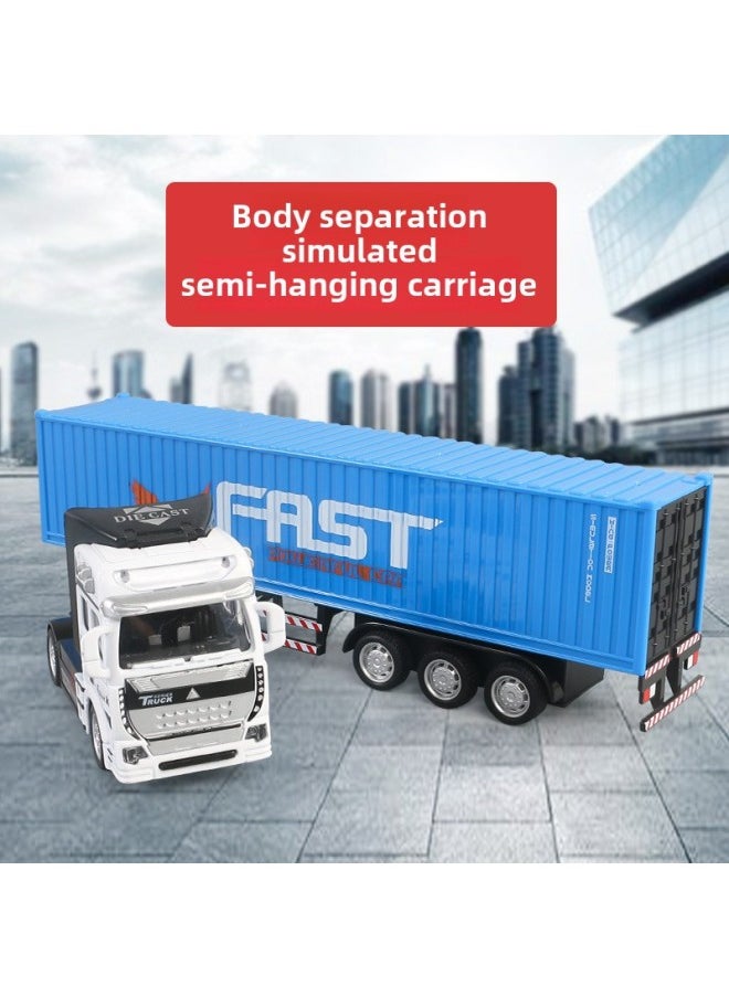 Alloy Big Truck Boy Toy Car Children Simulation Truck Container Trailer Model Transporter Set-Color:Black Hitchlift
