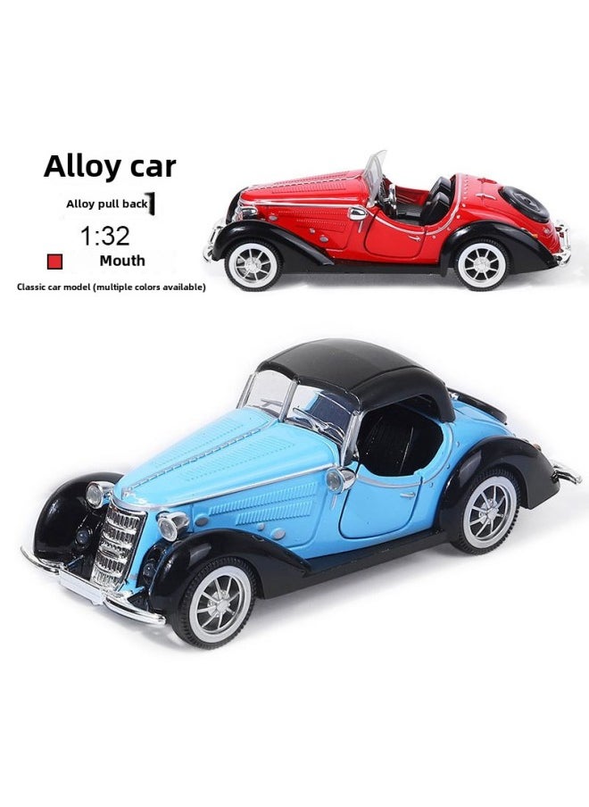 1:32 Alloy Open Canopy Closed Canopy Classic Car Model Children's Toy Car Ornaments Back Force Car Model Can Open The Door For Children-Color:Dark Green