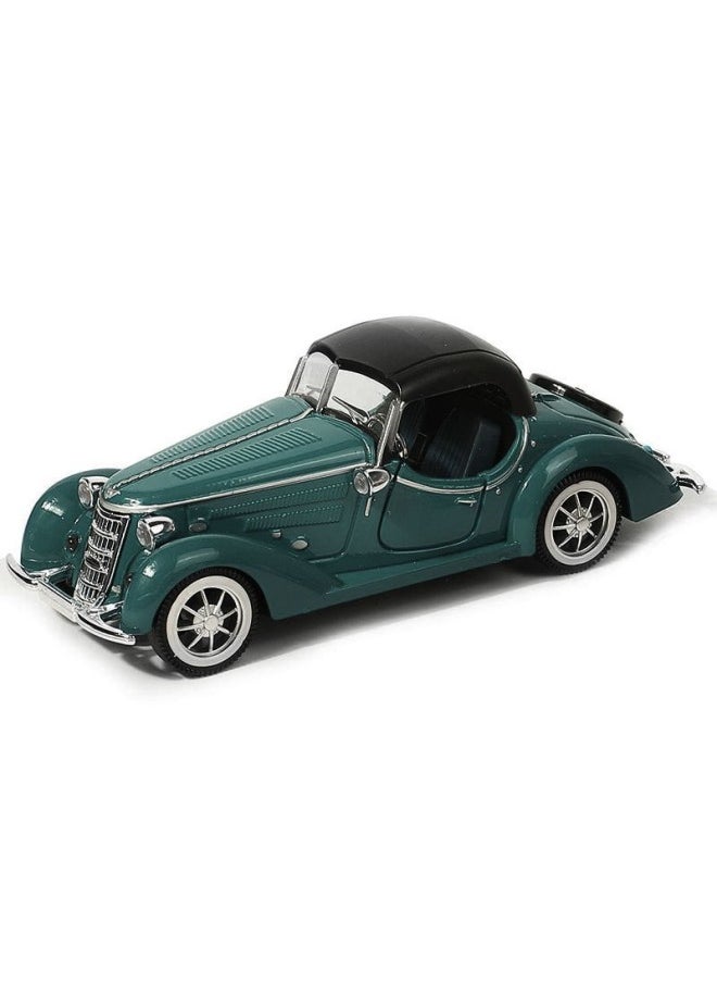 1:32 Alloy Open Canopy Closed Canopy Classic Car Model Children's Toy Car Ornaments Back Force Car Model Can Open The Door For Children-Color:Dark Green