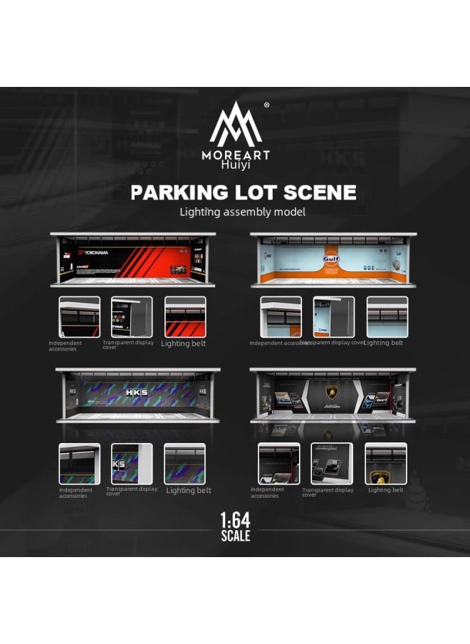 164 Scale Underground Parking Garage Car Modification Rv Position Vehicle Model Dustproof Box Led Light Assembly-Color:Goddess Babyrene Powder Parking Space
