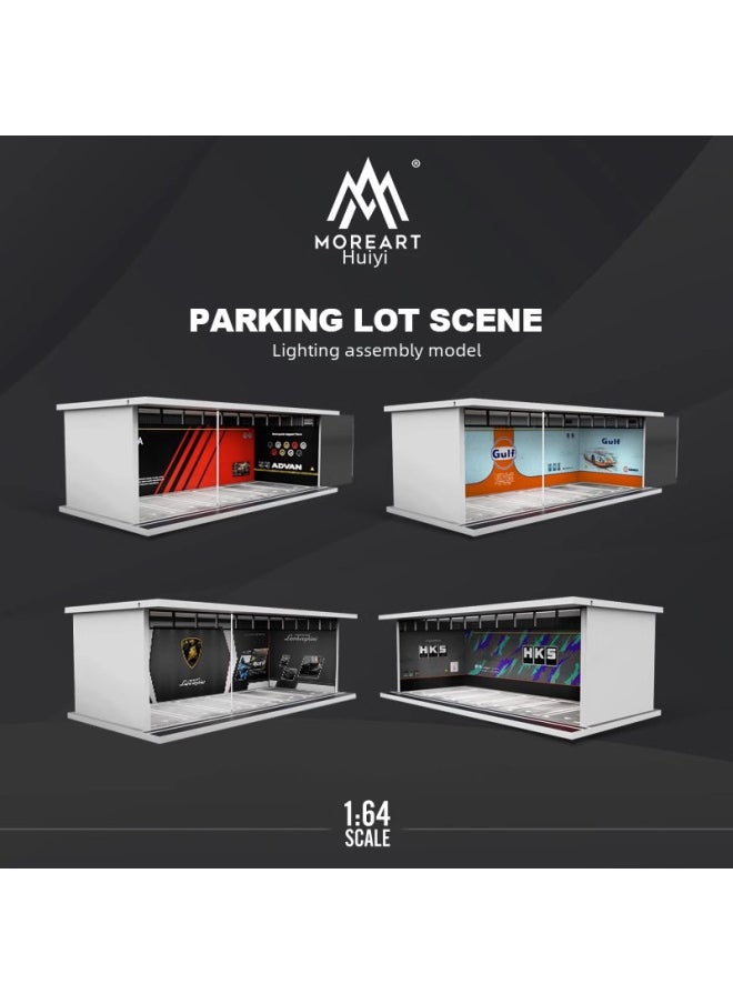 164 Scale Underground Parking Garage Car Modification Rv Position Vehicle Model Dustproof Box Led Light Assembly-Color:Goddess Babyrene Powder Parking Space