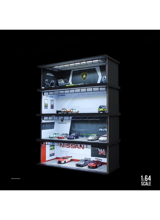 164 Scale Underground Parking Garage Car Modification Rv Position Vehicle Model Dustproof Box Led Light Assembly-Color:Goddess Babyrene Powder Parking Space