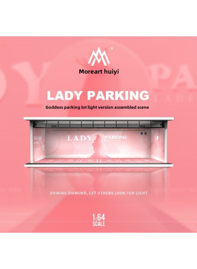 164 Scale Underground Parking Garage Car Modification Rv Position Vehicle Model Dustproof Box Led Light Assembly-Color:Goddess Babyrene Powder Parking Space