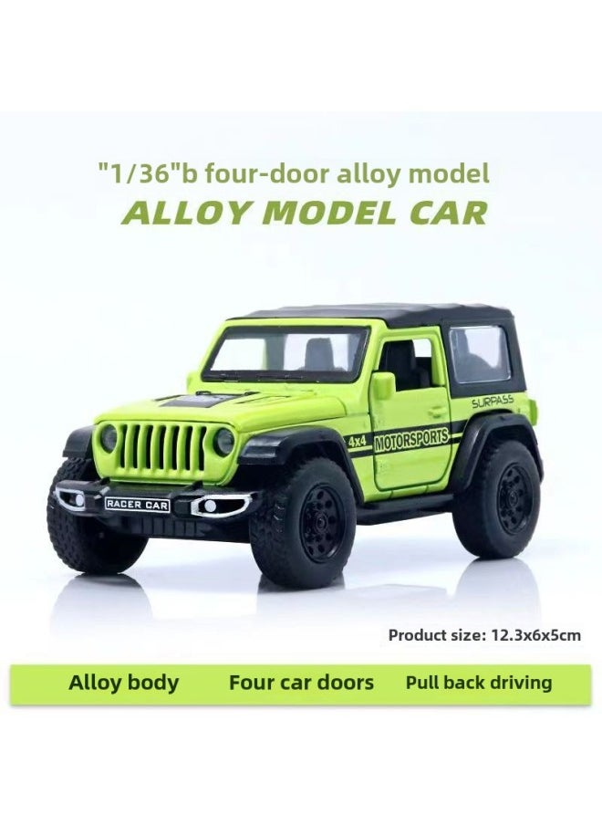 1:36 Alloy Sports Car Off-road Vehicle Model Children Boy Toy Car Back Force Door Car Ornaments Blind Box Wholesale-Color:Maikai Sy Green Track Edition