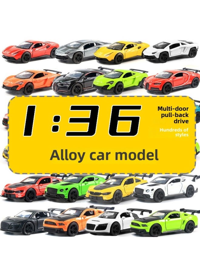 1:36 Alloy Sports Car Off-road Vehicle Model Children Boy Toy Car Back Force Door Car Ornaments Blind Box Wholesale-Color:Maikai Sy Green Track Edition