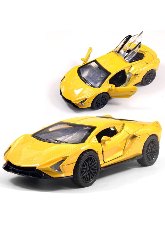 1:36 Alloy Sports Car Off-road Vehicle Model Children Boy Toy Car Back Force Door Car Ornaments Blind Box Wholesale-Color:Warranty Orange