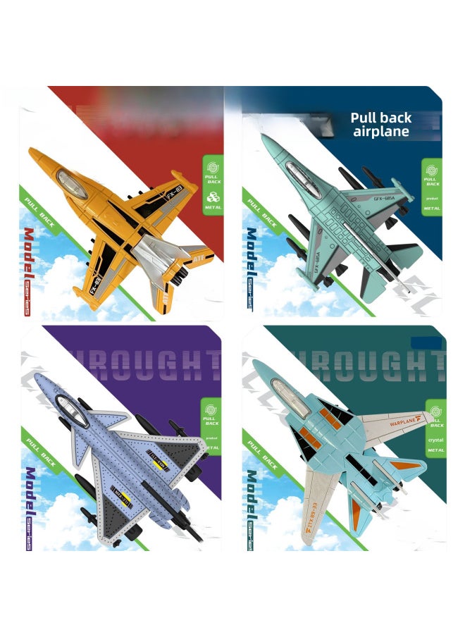 Children's Simulation Alloy Airplane Toy Gliding Model Desktop Decoration Gift For Boys With Base Single Piece 7-8cm Inertia Control-Color:Single Film Bag (single Price/4 Rounds)