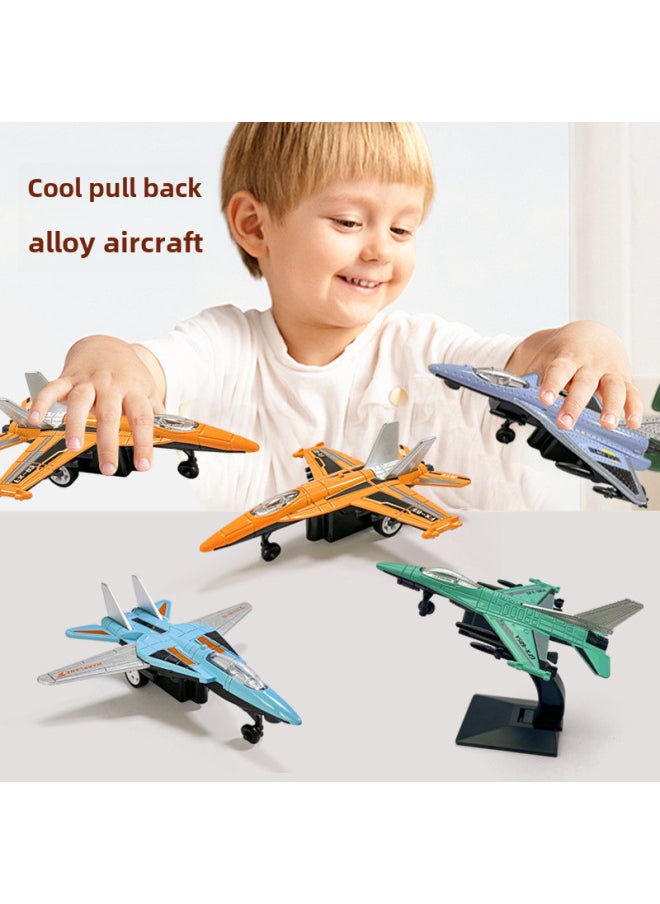 Children's Simulation Alloy Airplane Toy Gliding Model Desktop Decoration Gift For Boys With Base Single Piece 7-8cm Inertia Control-Color:Single Film Bag (single Price/4 Rounds)