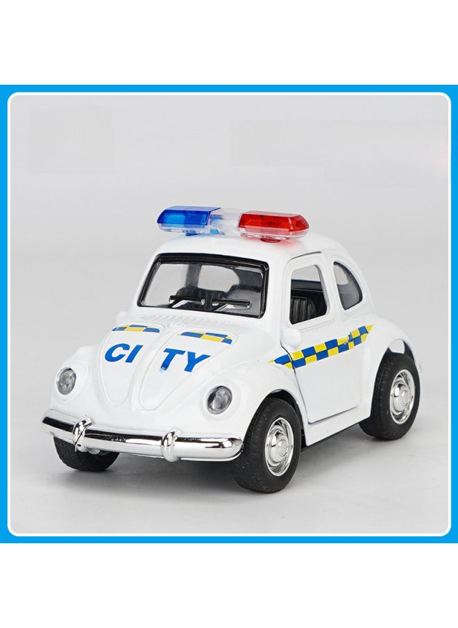 Cartoon Q Version Alloy Huili Fire Police Car Series 2 Door-opening Classic Car With Light Music Car Model Trembles-Color:Q Version Blue Police