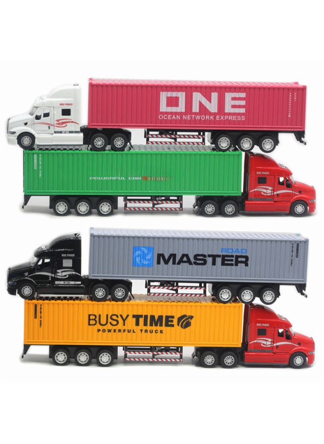Alloy American Style Container Truck Toy 148 Scale Semi-trailer Truck Sound Light Car Model Product-Color:White American Container Truck