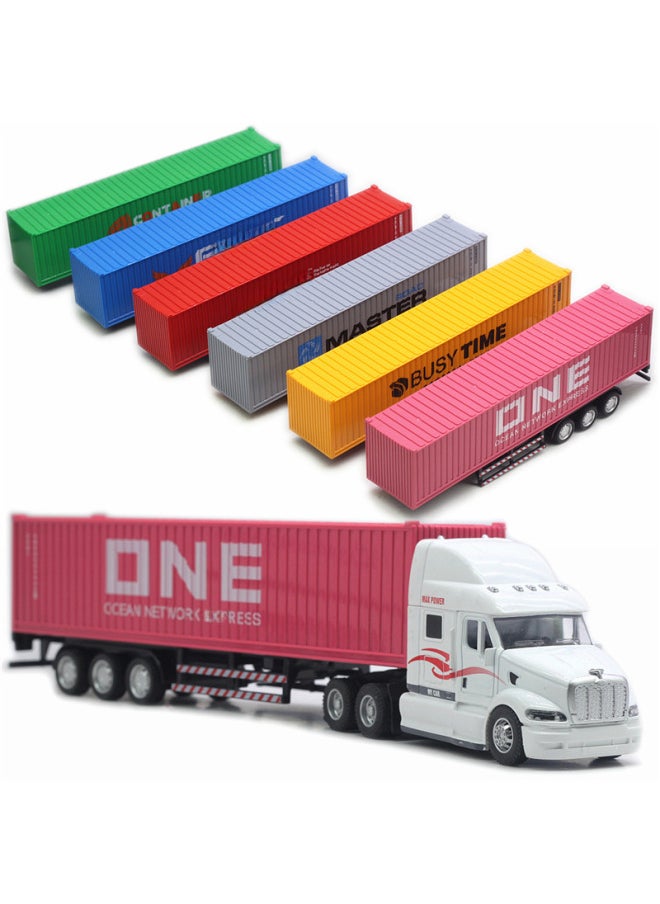 Alloy American Style Container Truck Toy 148 Scale Semi-trailer Truck Sound Light Car Model Product-Color:White American Container Truck