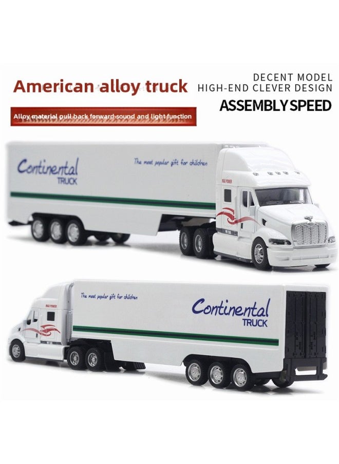 Alloy American Style Container Truck Toy 148 Scale Semi-trailer Truck Sound Light Car Model Product-Color:White American Container Truck
