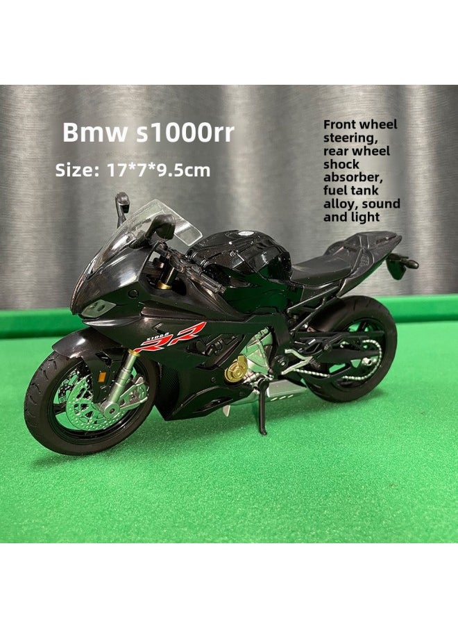 Alloy Toys Jialing JH-70 Motorcycle Model Kawasaki H2r Simulation Retro Motorcycle Model Children's Toy Car-Color:1:12 Bmw S1000rr Black Sound And Light