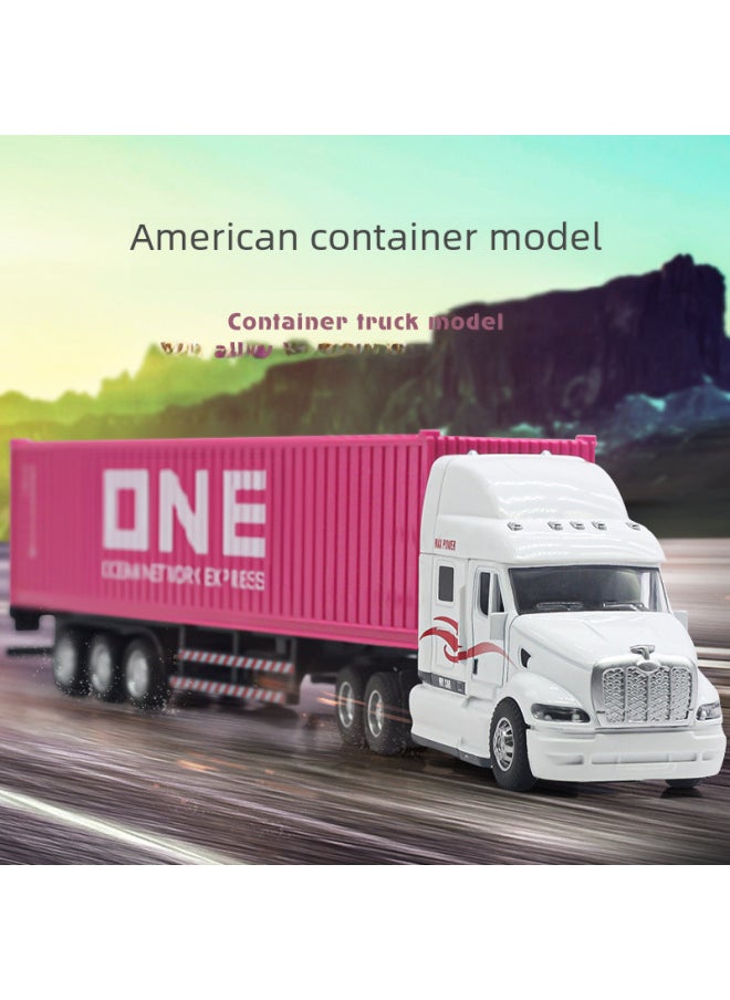 Alloy American Style Container Truck Toy 148 Scale Semi-trailer Truck Sound Light Car Model Product-Color:Red Racing Container Truck