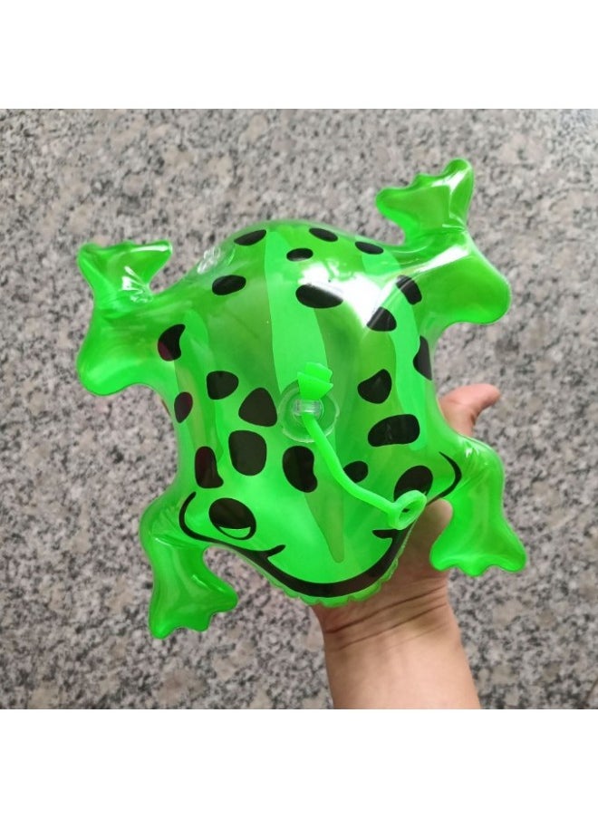 Glowing Mini Frog Balloon Pendant Stress Relief Bouncing Inflatable Small Frog Baby Night Market Toy Stall Cartoon Air Model-Color:Luminous Medium Swimming Frog Green (Elastic Rope)