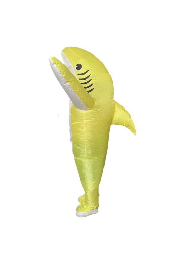 Outdoor Group Building Activities Entertainment Cartoon Props Air Model Three-dimensional Realistic Cute Shark Inflatable Clothing-Color:Yellow Shark 150-190cm