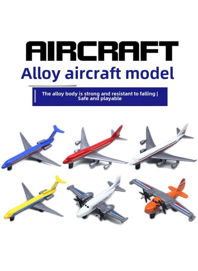 Children's Toys Alloy Sliding Small Airplane Model Ornaments Creative Passenger Plane Transportation Kindergarten Gift Bag-Color:OPP Bag, Six Mixed Hair