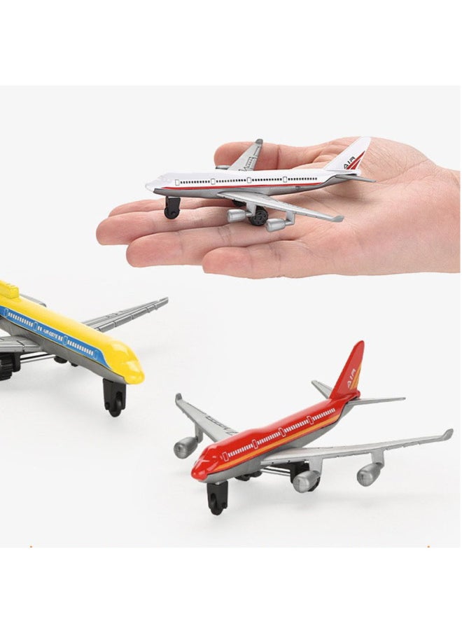 Children's Toys Alloy Sliding Small Airplane Model Ornaments Creative Passenger Plane Transportation Kindergarten Gift Bag-Color:OPP Bag, Six Mixed Hair