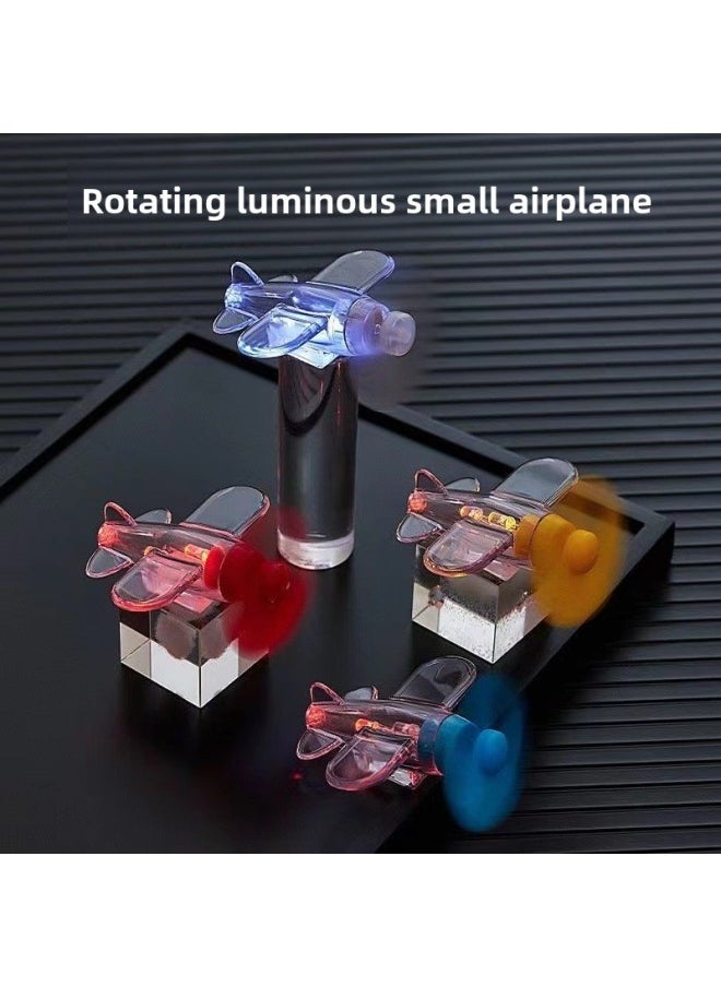Electric Car Motorcycle Wind Energy Small Aircraft Wind Power LED Bright Lights Car Ornaments Car Decorations-Color:Yellow Wind Aircraft