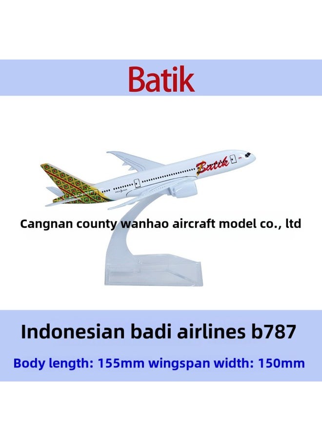 Special 15 Yuan B787 Aircraft Model China Southern Airlines Lata Metal 16cm Air Model Gift Collection-Color:B787 Indonesia Bazer Batik Air
